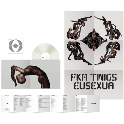 FKA Twigs 'Eusexua' vinyl record set with cover and insert on a dark blue background